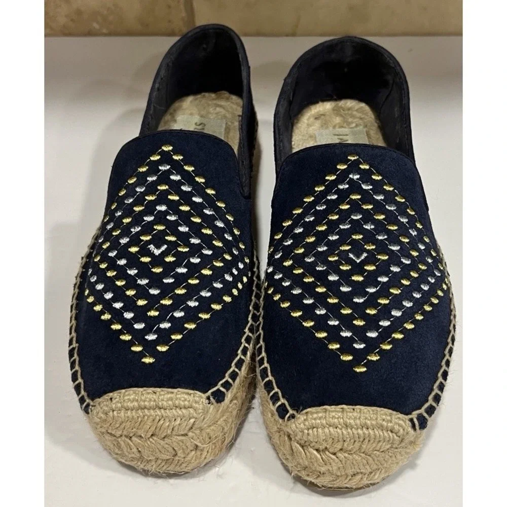 Women's Jack Rogers Luna Suede Espadrille Shoes Embroidered Slip‎ On Size 8.5